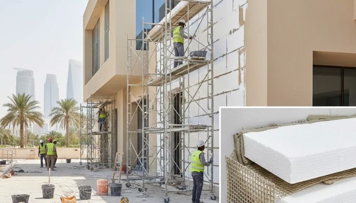 Home eifs installation طريقة تركيب العزل الحراري